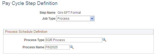 Pay Cycle Step Definition page