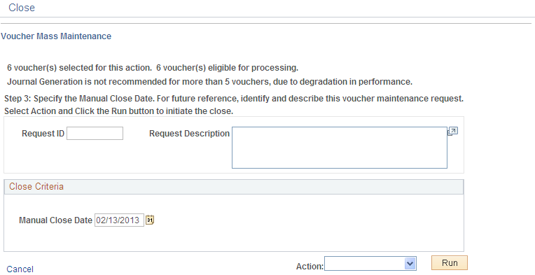 Voucher Mass Maintenance - Close page