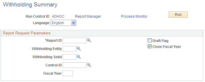 Withholding Summary page