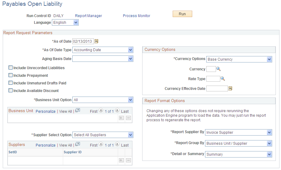 Payables Open Liability report