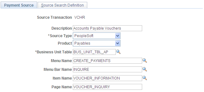 Payment Source page