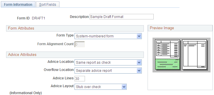 Form Information page