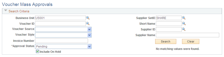 Voucher Mass Approvals page