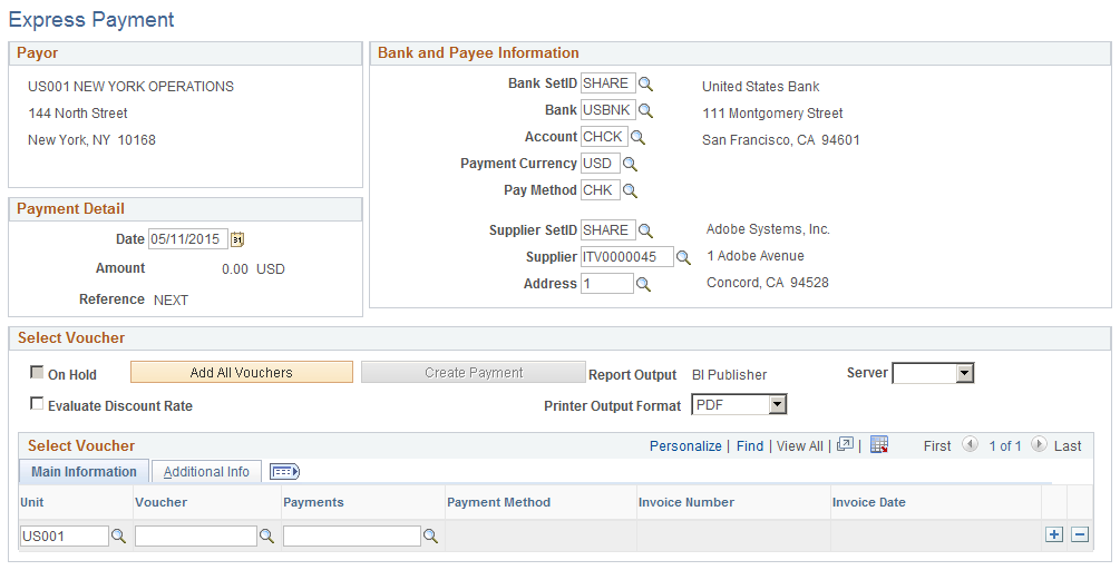 Express Payment page