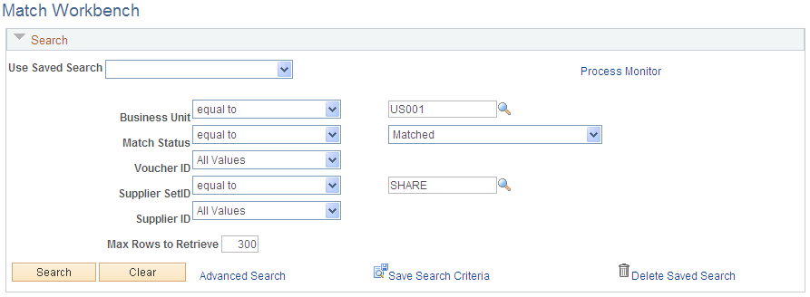 Match Workbench page - Matched selection (1 of 2)