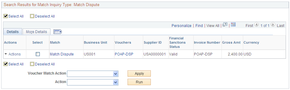 Match Workbench page - Match Disputes (2 of 2)