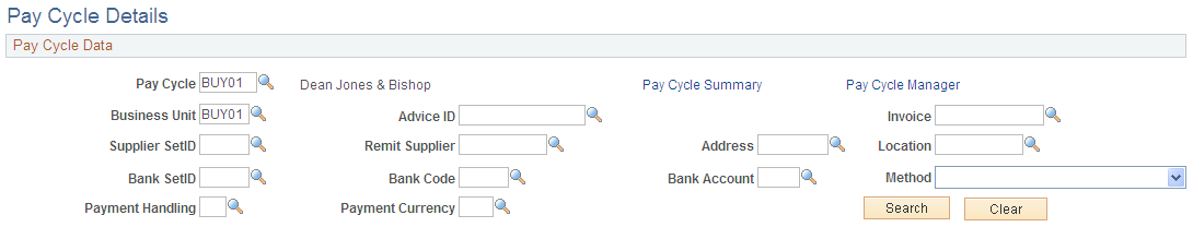 Pay Cycle Details page (1 of 2)