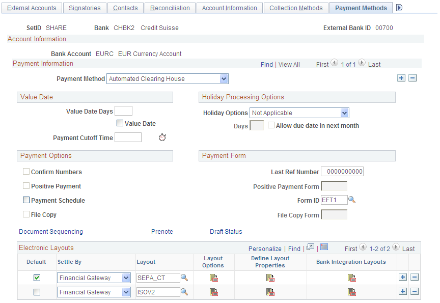 Payment Methods page