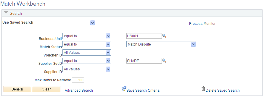 Match Workbench page - Match Disputes (1 of 2)