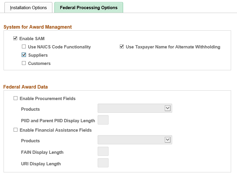 Federal Processing Options