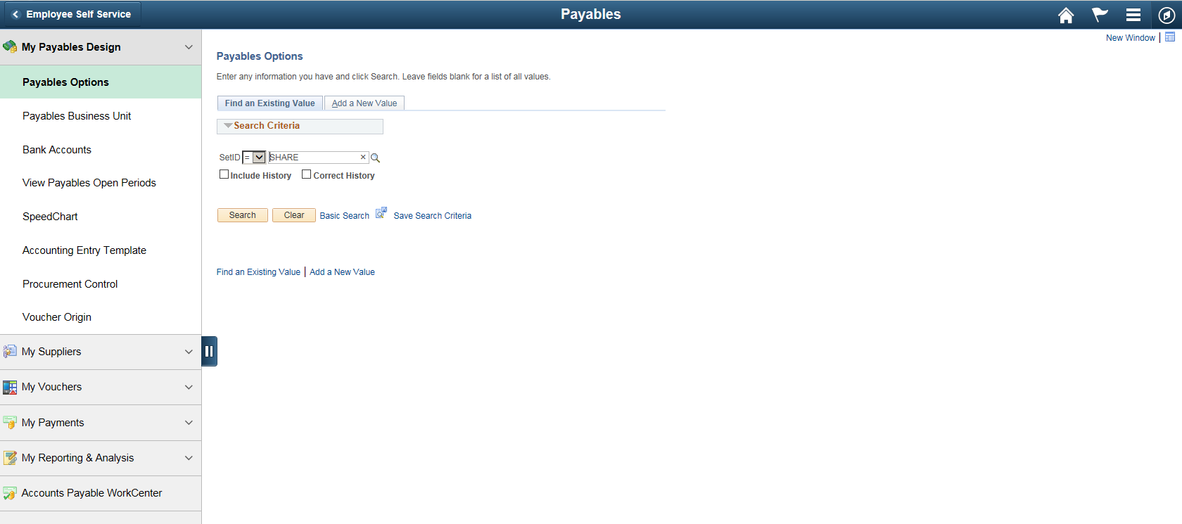 Payables page
