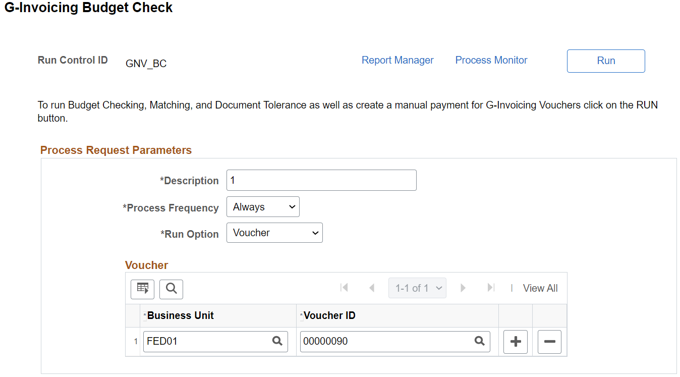 G-Invoicing Budget Check