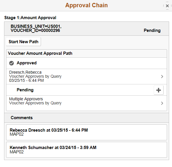 Approval Chain page