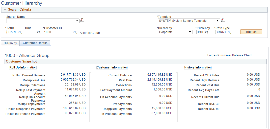 Customer Hierarchy - Customer Details tab (1 of 2)