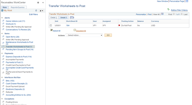 Transfer Worksheets to Post page - Detail 2 tab