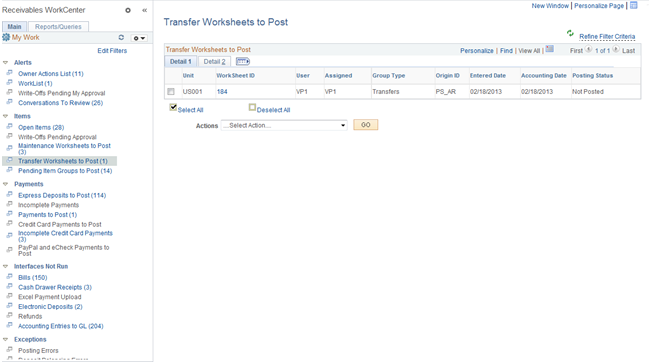 Transfer Worksheets to Post page - Detail 1 tab