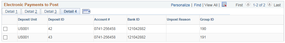 Electronic Payments to Post page - Detail 4 tab