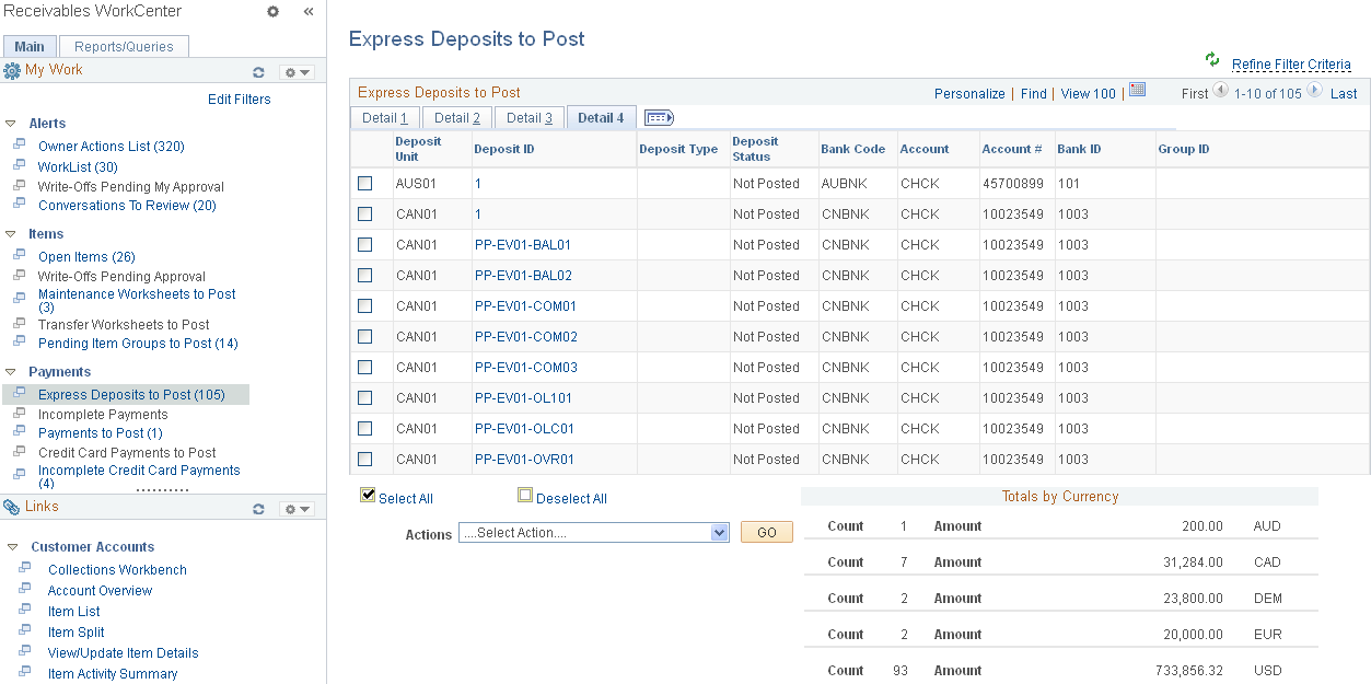 Express Deposits to Post page - Detail 4 tab