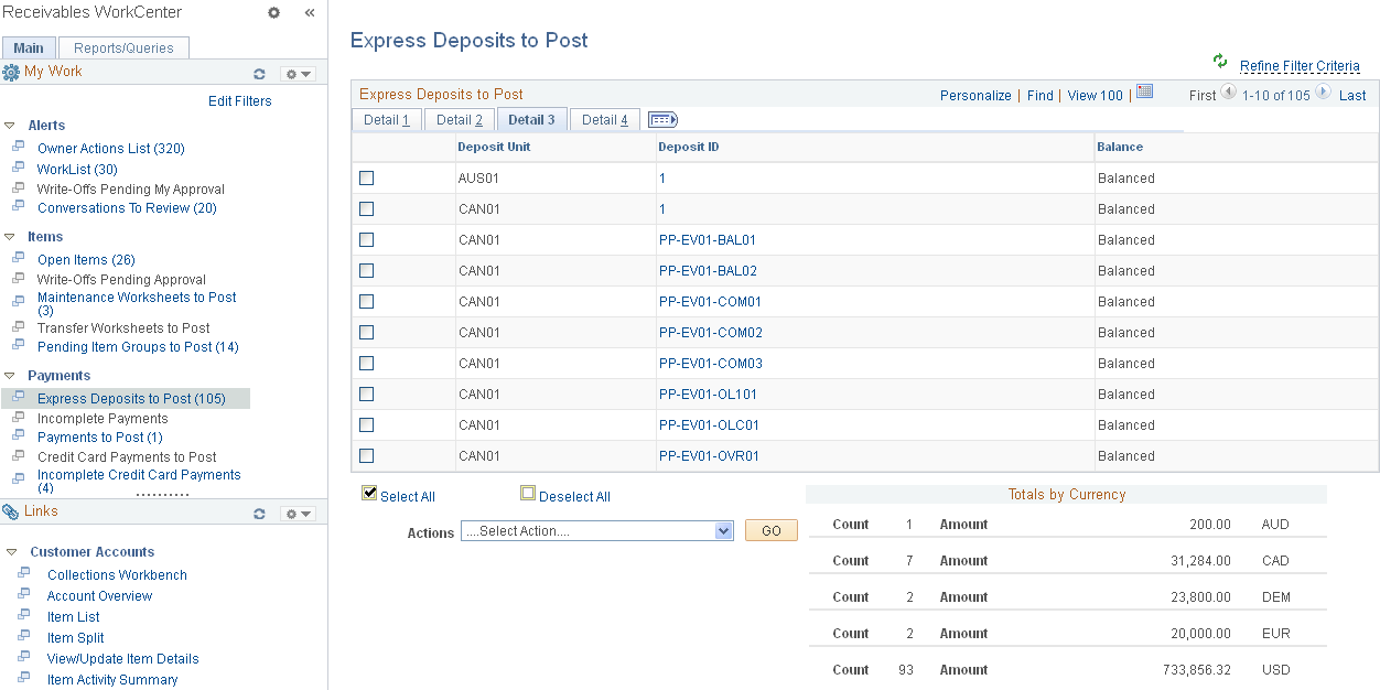 Express Deposits to Post page - Detail 3 tab