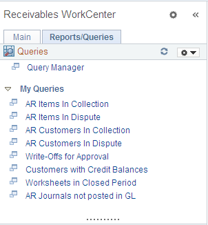Receivables WorkCenter - Queries pagelet