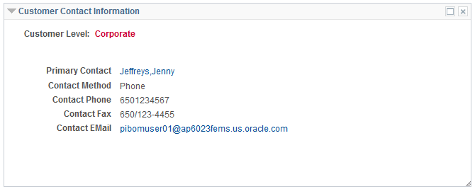 Customer Contact Information pagelet