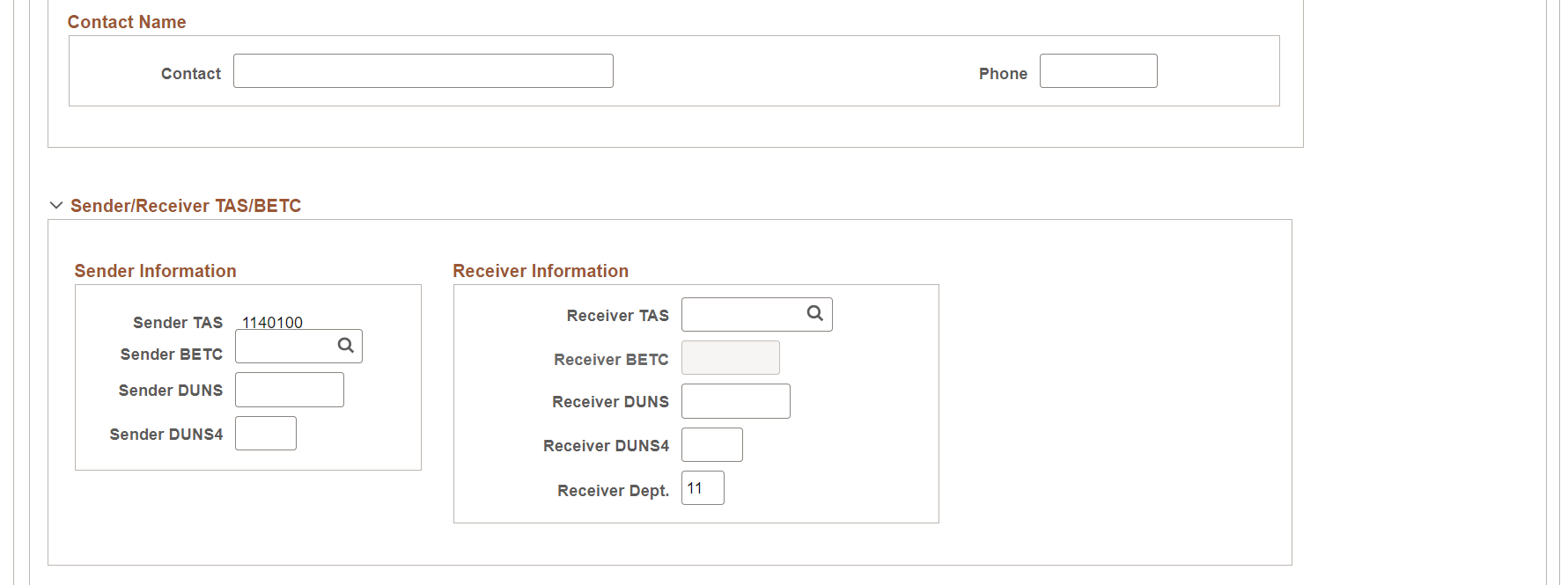 Receivable IPAC Transactions page (2 of 3)