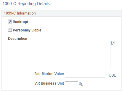1099-C Reporting Details page