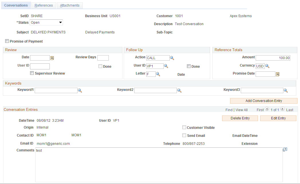 Conversations page with follow-up action needed