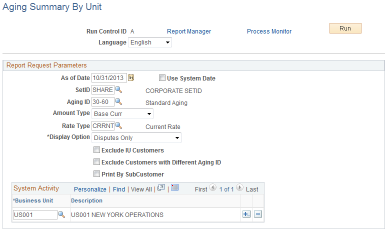 Aging Summary By Unit page