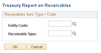 Treasury Report on Receivables - Receivables Item Type / Code page
