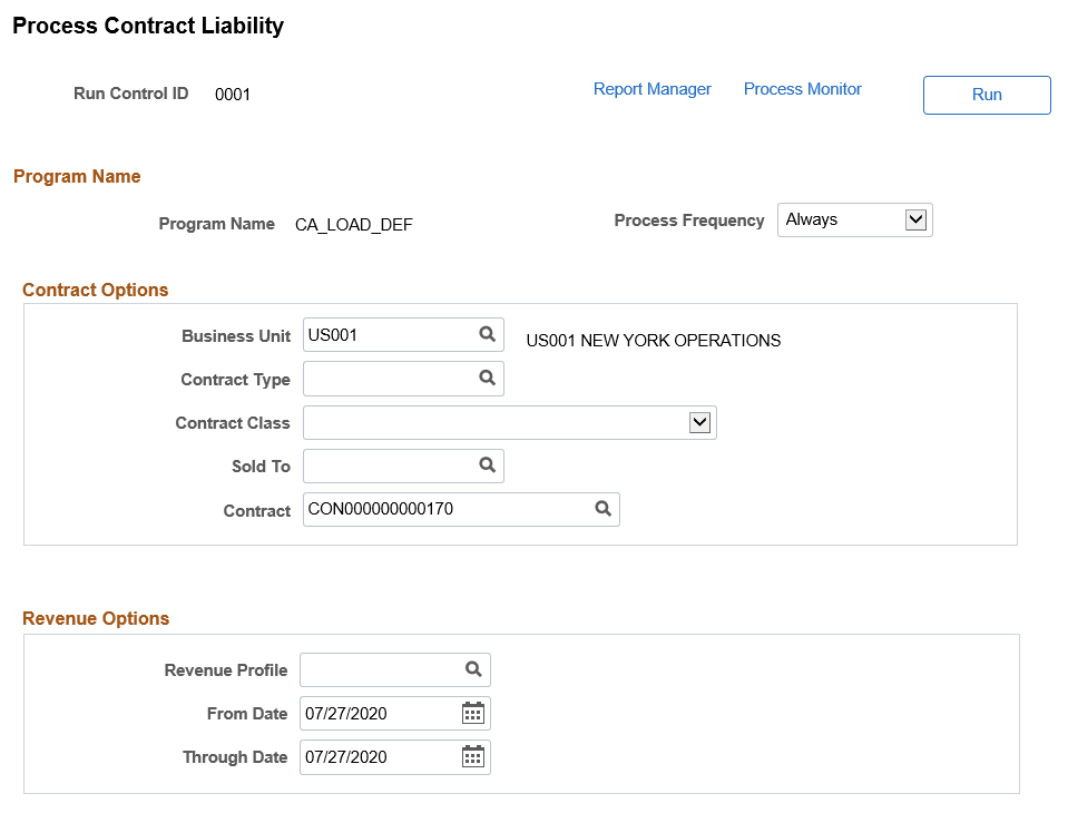 Process Contract Liability page