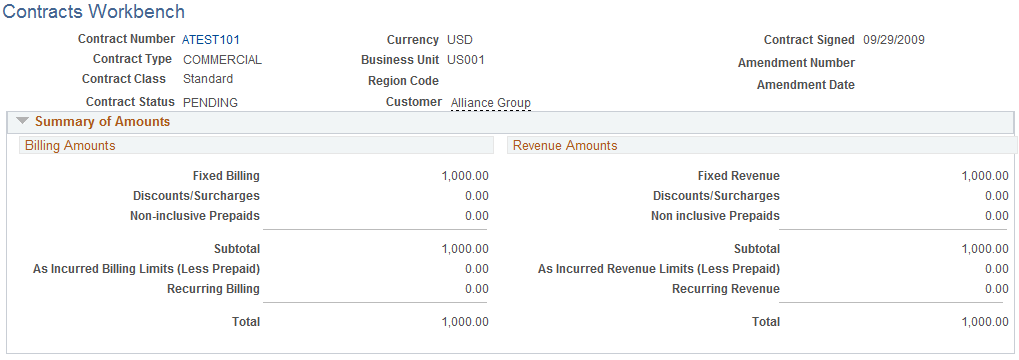 Contracts Workbench page (1 of 4)