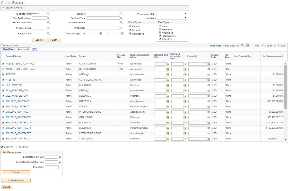 Create Forecast Page