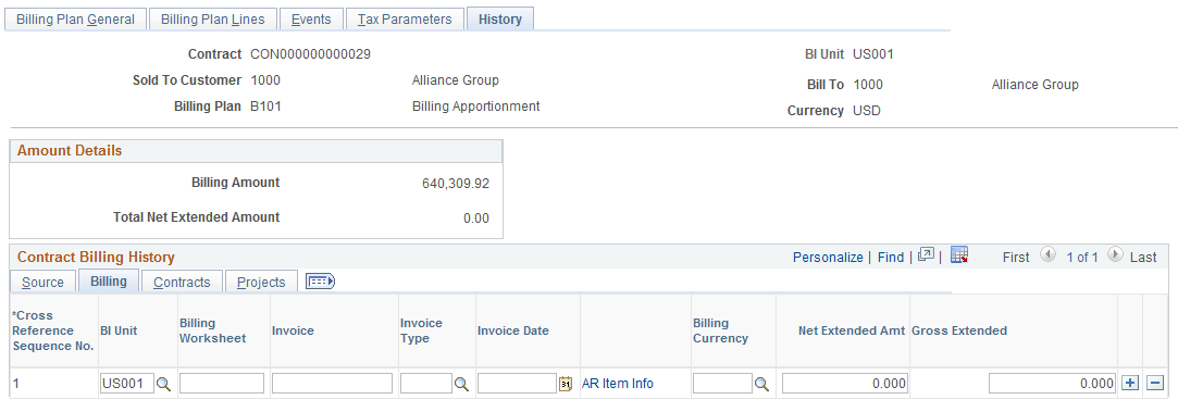 Billing Plan History - Billing Page