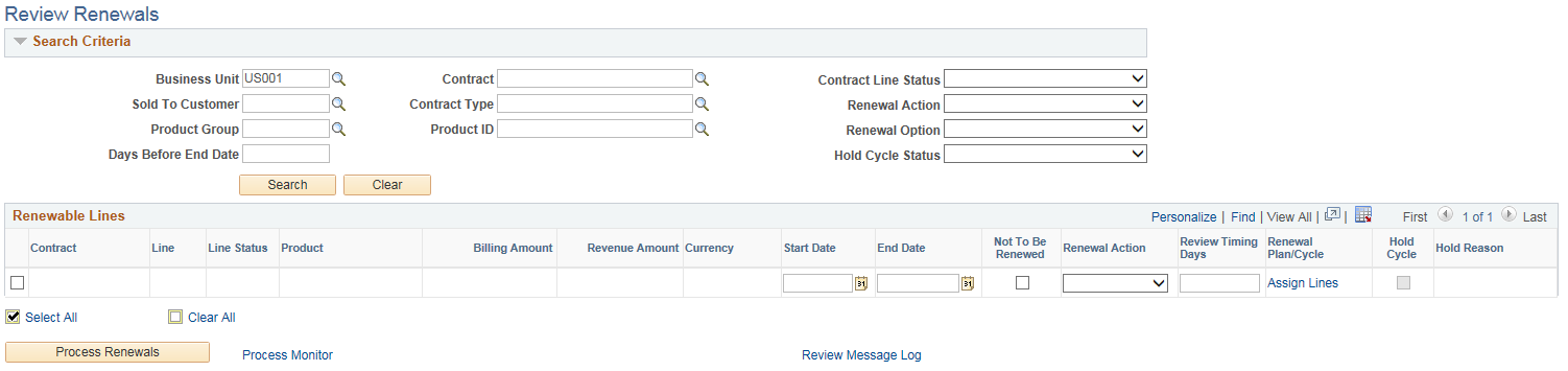 Review Renewals Page