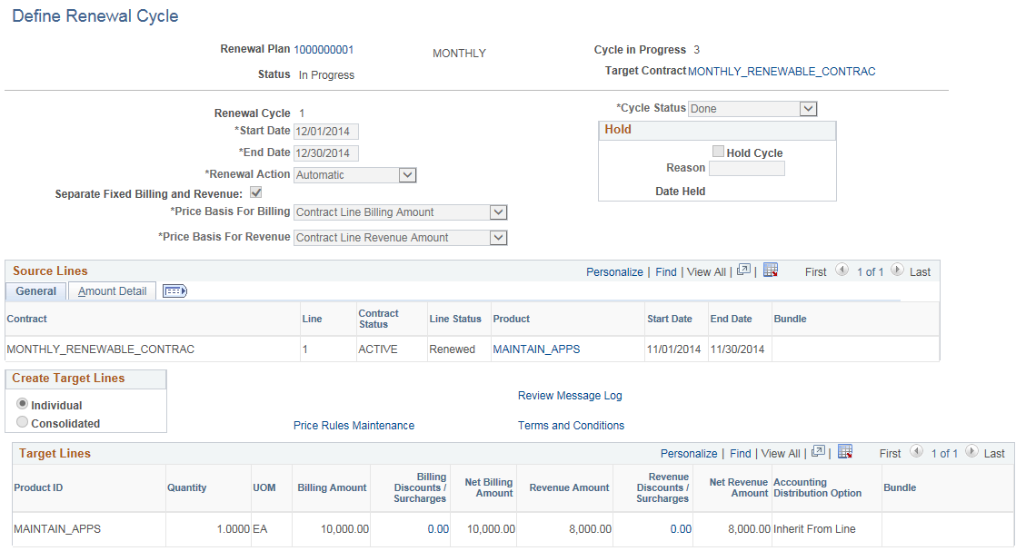 Define Renewal Cycle page