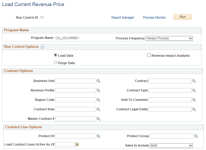Load Current Revenue Price - Load Data Lines page
