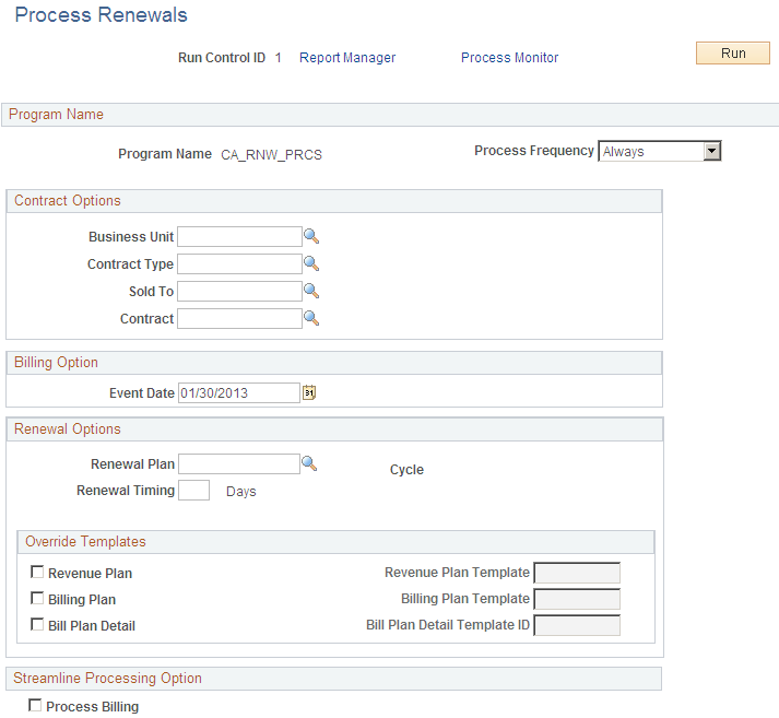 Process Renewals page