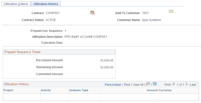 Utilization History page