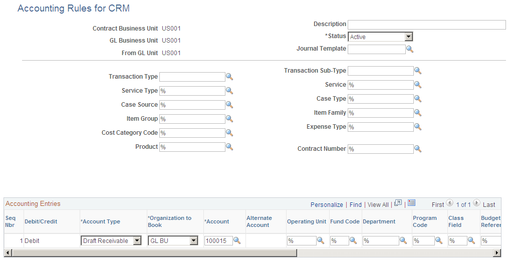 Accounting Rules for CRM page