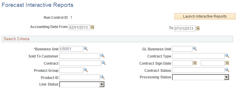 Forecast Interactive Reports page