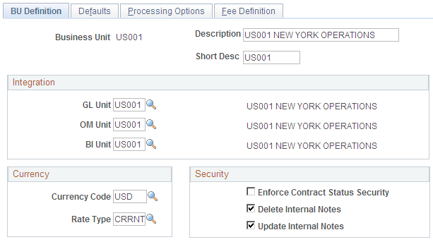 Contracts Definition - BU Definition page