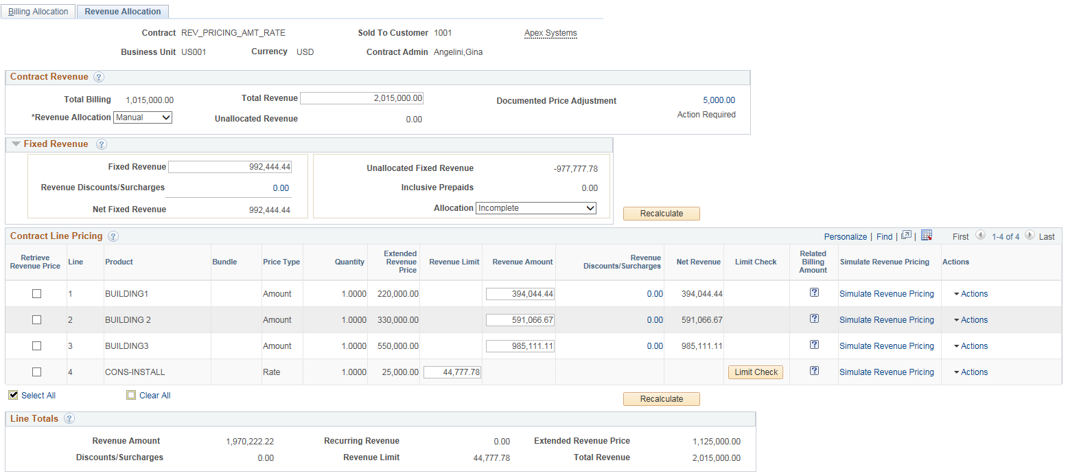 Revenue Allocation - Manual page