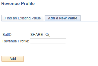 Revenue Profile Add page