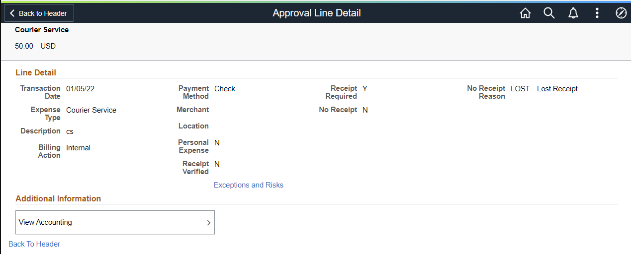 Approval Line Detail (desktop)