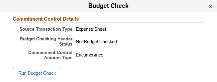 Budget Check (header level)