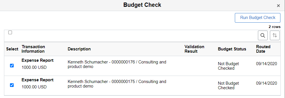 Budget Check page (multi)