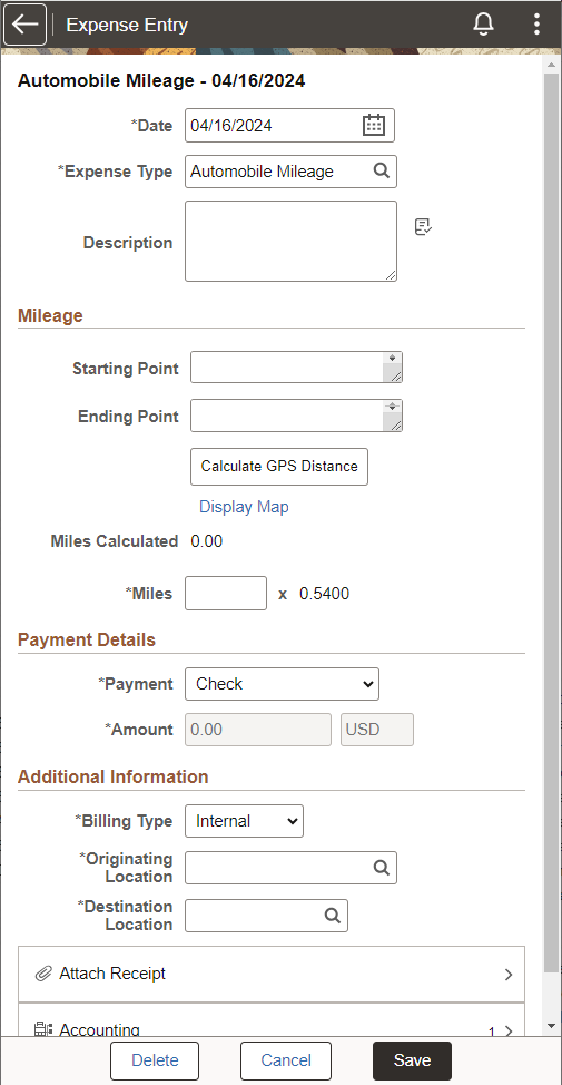 Expense Entry (SFF)