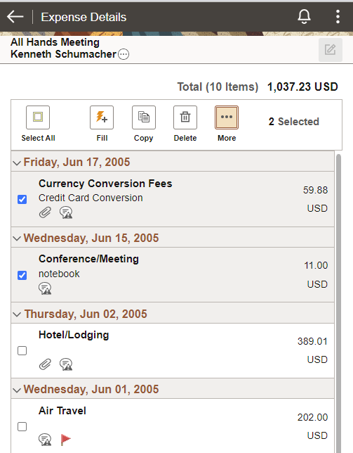 Deleting Expense Lines (SFF)