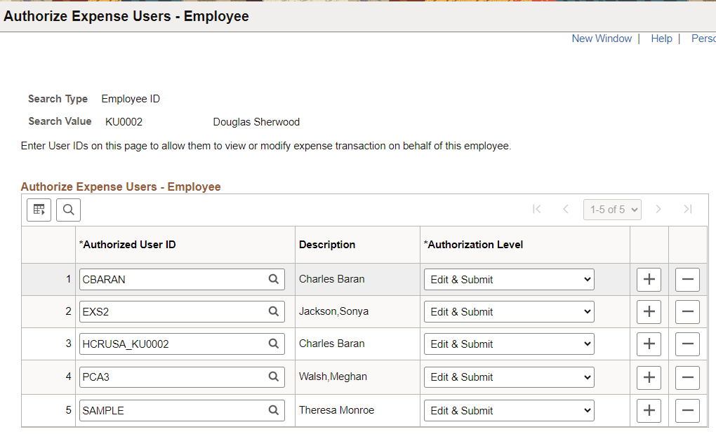 Authorize Expense Users - Employee